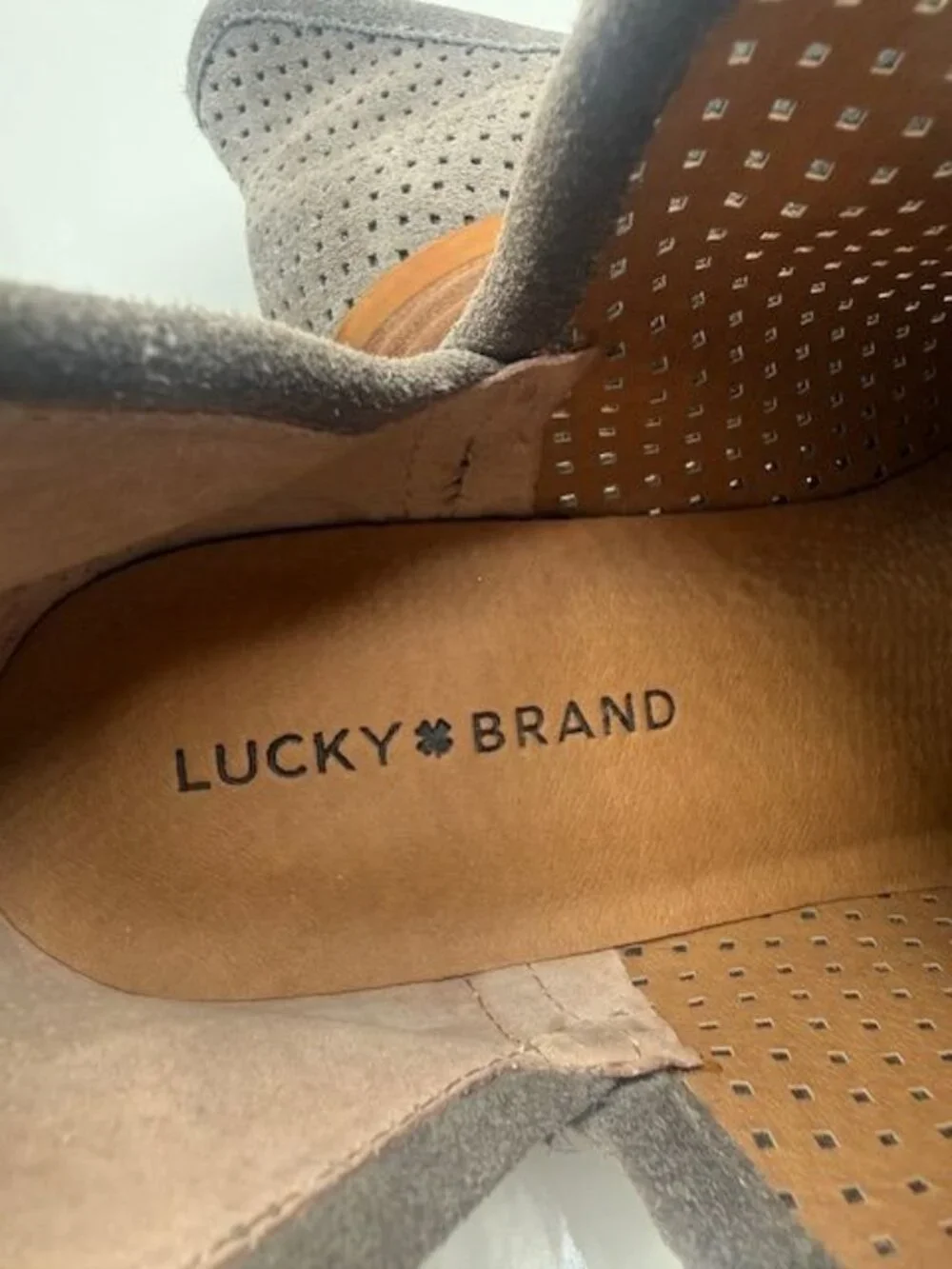 Lucky Brand Women's Gray Suede Leather Perforated BROOKLIN Ankle Bootie Size 12M - Picture 6 of 7